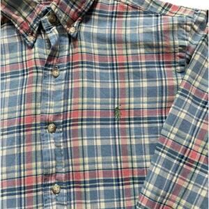 Vintage Polo Ralph Lauren Classic Fit Plaid Button Down Men Shirt Sz Small